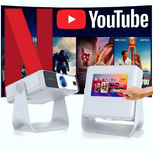【TouchScreen/Built-in APPs/Auto Focus Keystone】Smart Portable Projector with Touch Tablet, 4K Support Outdoor Proyector, WiFi6 Bluetooth for Home Theater/Gaming/Outdoor (180° Stand & 250')