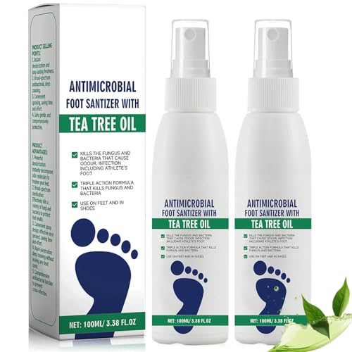 2PCS Antifungal Foot Spray, Foot Deodorant for Smelly Feet with Tea Tree Oil, Reduce Feet Odor & Shoe Freshness, Athletes Deodorant, Gentle & Effective for Women & Men
