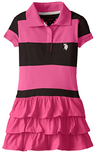 U.S. Polo Assn. Little Girls' Ruffled Striped Polo Dress