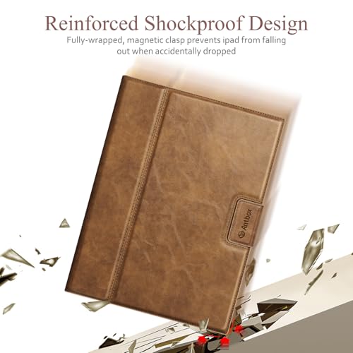 Antbox iPad Mini 7 A17 Pro用ケース iPad Mini 第7世代/第6世代ケース(2024/2021) ペンホルダー付き 高級PUレザー オートスリープ＆スタンド機能付き 全面保護 防衝撃デザイン (ダークブラウン)