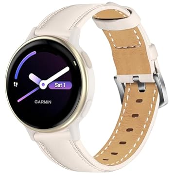 Laband Pulseira de couro para relógio de 20 mm compatível com Garmin Vivoactive 6/5/3/3 Music/Forerunner 570 42 mm/165/55/245/645, pulseira de couro genuíno de liberação rápida para Venu Sq 2/Venu Sq