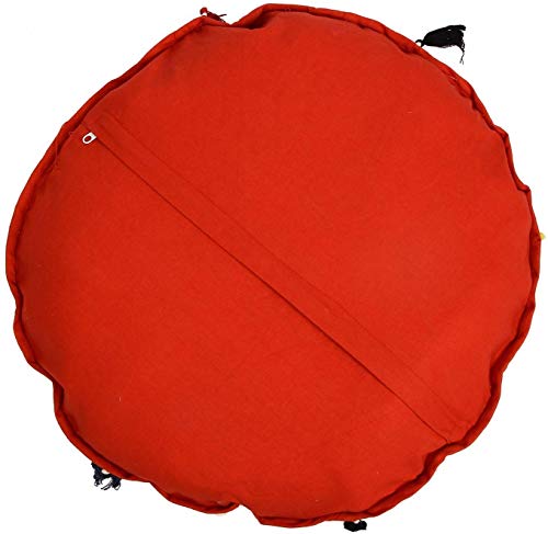 Sophia Art Round Floor Pillow Cushion Patchwork Pouf Ottoman Vintage Indian Foot Stool Bean Bag Floor Pillow Cover Home Decor Living Room Ottoman Bohemain Pillows (Red, 28 Inch)