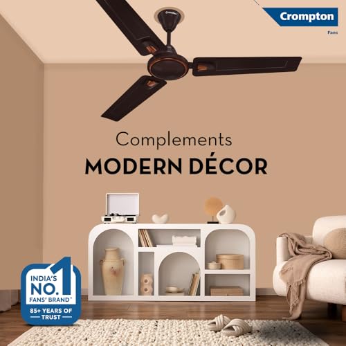 Image of Crompton SUREBREEZE HILL BRIZ NEO 1200 mm (48 inch) Ceiling Fan (Smoked Brown) Star rated energy efficient fans