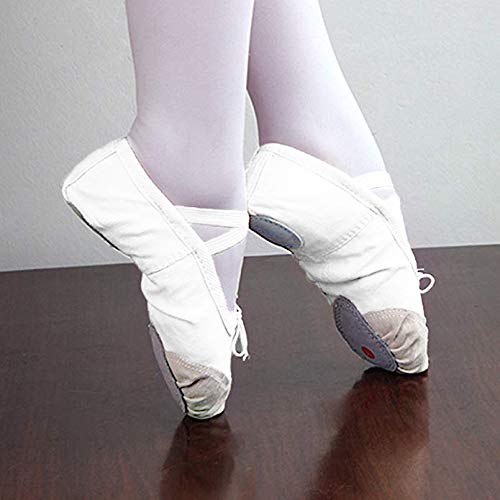 DoGeek Ballet Shoes for Girls Practise Ballet Slipper Dance Shoe Canvas Split Sole Ballet Shoes for Women Kids Toddlers4