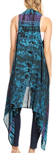 Sakkas Ivana Women's Oversized Draped Open Front Sleeveless Cardigan in Tie Dye2