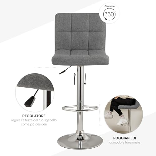 Tabouret de bar pivotant réglable, mousse 5 cm Baroni Home