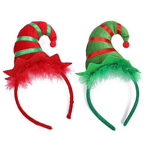 Weihnachtselfenhut Stirnband 2er Pack, Elfenhut Haarbügel...