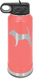 Beagle Laser Engraved Water Bottle Customizable Polar Camel Stainless Steel with Straw - Dog Canine pet Coral 32 oz