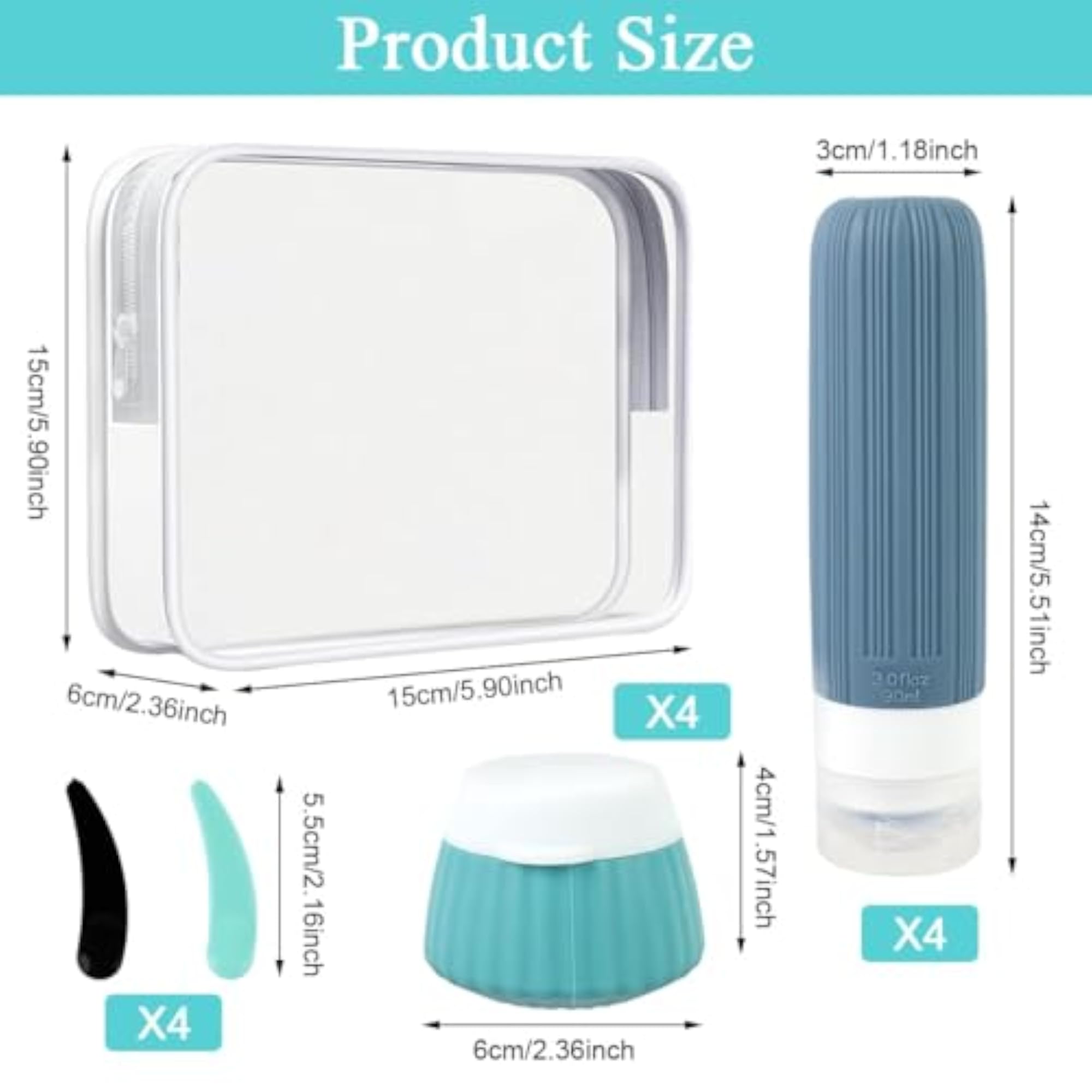 Travel Toiletry Containers Set, 8 Pc Travel Kit