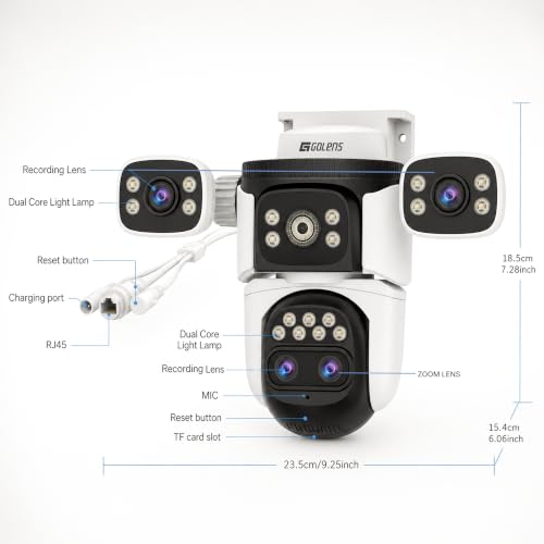 Image of Golens WC22K-Solar Security Camera Outdoor | 4 Lens 270 Coverage | AI Human Detection Tracking | Color Night Vision | 10X Zoom | Two Way Audio | Motion Alert | Waterproof Wireless | CCTV Camera
