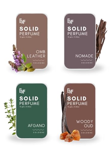 EM5 Masculine Solid Perfume Set of 4 Men | Organic Wax, Skin Frie...