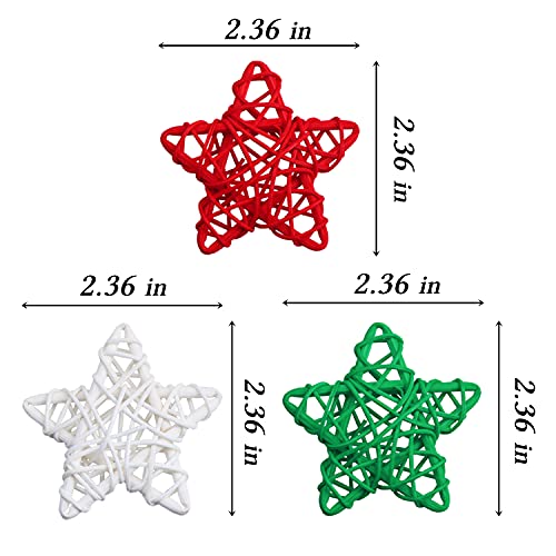 Stmk 15 Pcs Christmas Star Shaped Rattan Balls Decoration, 2.36 Inch Red White And Green Star Shaped Wicker Balls For Christmas Home Decor Diy Vase Bowl Filler Ornament Wedding Table Decoration #TOP1