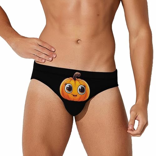 Halloween Cute Pumpkin Men's Swimsuit Bikini Briefs Swim Underwear Stretchy Swimwear