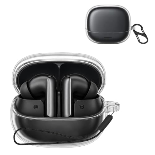 For QCY MeloBuds N65 �X�C���z���P�[�X�yQUXIAGUM�z TPU�f�� �y�� �ϏՌ� ���ϖh�~ �h���h�� �S�ʕی� ���[�P�[�X �����h�~ QCY MeloBuds N65 �ی�P�[�X�i�N���A�j