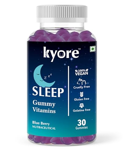 Kyore Nutrition Melatonin Sleep Gummies, 7mg Melatonin with Chamomile & Tagar - Blueberry Flavor, Non-Habit Forming, Promotes Restful Sleep | For Adults | 30 Gummies