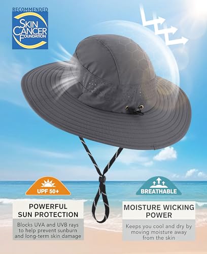 Image of Connectyle UPF 50+ Wide Brim Sun Hat for Men Women UV Protection Bucket Hats Outdoor Breathable Safari Hat for Fishing Hiking