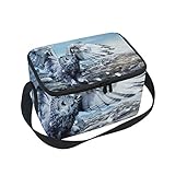 Funktion: Die vollständig isolierte Kühltasche hält Lebensmittel oder Getränke stundenlang warm/kalt und frisch. Diese hochwertige, isolierte Lunchtasche mit mittlerem Fassungsvermögen mit Schultergurt passt problemlos für das Mittagessen von mehr als 1 Person und ist ideal für Erwachsene, Männer, Frauen oder Kinder, um das Mittagessen zur Arbeit oder in die Schule zu packen.