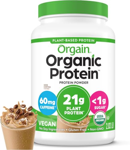 Image of Orgain Organic Vegan 21g Protein Powder, Iced Coffee, 2.03 Pound (Pack of 12)
