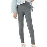 AMhomely Fleece-gefütterte Leggings für Mädchen, Winter-Thermo-Yogahose, elastische Hose mit hoher Taille, bequeme Basic-Hose, lässige Leggings für Schule, Workout, Activewear, 3–15 Jahre, A Grey, 6-7