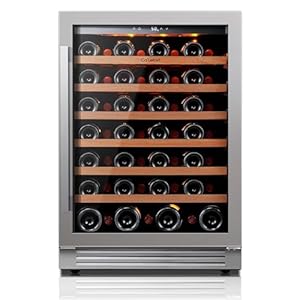 Ca’Lefort 24 Inch Wine Fridge, 54 Bottle Wine Cooler Refrigerator, 40-65°F Wine Refrigerator Glass Door, 3 LED Wine Fridge, Built-in or Freestanding Wine Fridge for Home/Bar/Kitchen (5.65 cu.ft)