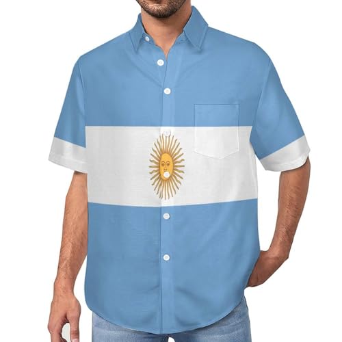 Chemise argentine pour homme avec boutonnière style hawaïen imprimé à manches courtes