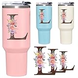 Initial L Monogram Floral Stickers Set of 3 – Cute Waterproof Alphabet Letter L Vinyl Decals for Water Bottles, Laptops, Journals – Aesthetic Gifts for Women, Teens, Lids