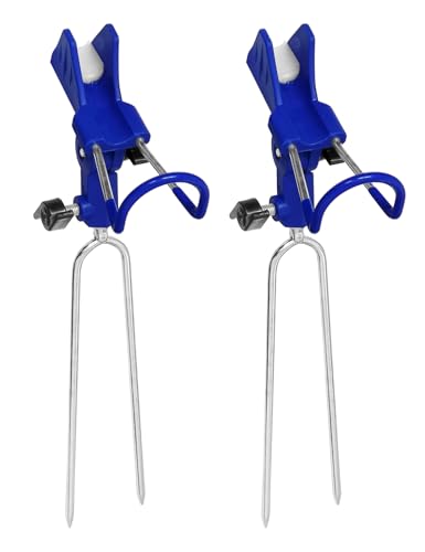 Support canne à pêche au sol réglable à 360° en acier inoxydable - Lot de 2