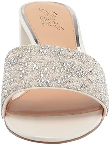 Jewel Badgley Mischka Della Glitter Block Heel Mules White | Image 1