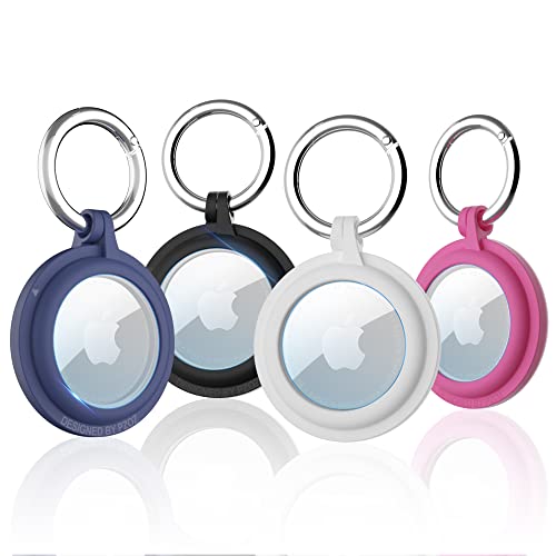 PZOZ 4 Pack Coque Compatible avec Le 2021 Apple Airtag Locator étui de Protection ,Air tag Porte clé-Anti-Chute et Anti-Rayures pour Animaux Chien Chat Portefeuilles et Vélo Bagages (Multicolore) Cover