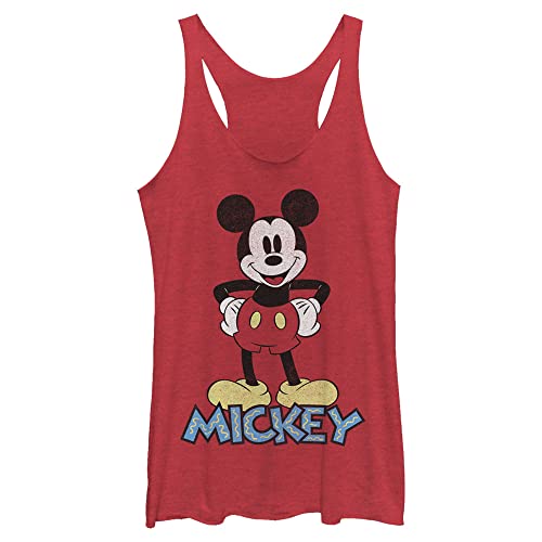 Disney Classic Mickey 90s Mickey Women's Racerback Tank Top Red Heather