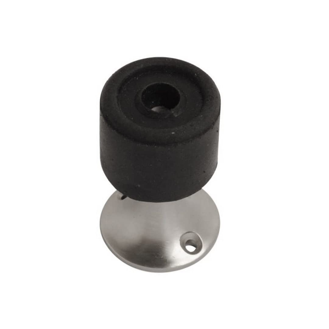 Vibe Pedestal Door Stop 50mm on Satin Chrome, Door Stopper, Rubber Bumper to Protect Door, Walls, and Skirting for Internal Use