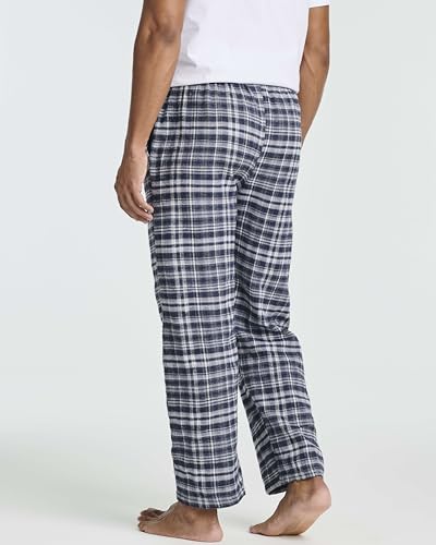 Real Essentials 3 Pack: Men's Pajama Pants - Knit Cotton Flannel Plaid Lounge Bottoms (Available In Big & Tall) - Set 6, 3X3