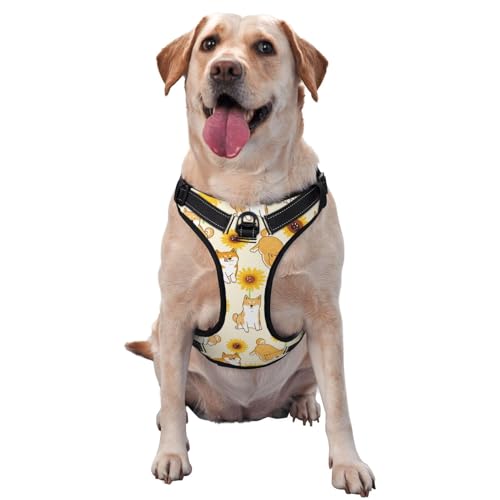 Pevtufa Shiba Inu Dog Dog Harness for Small Large Dogs, No Pull Service Vest with Reflective Strips,Adjustable and Comfortable for Easy Walking, No Choke Pet Harness