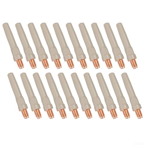 20 puntas de soldadura antiadherentes para sistemas de antorcha 15AK resistentes a la escoria de 45 mm de longitud de 1,2 mm de apertura, alimentación de alambre suave, metal de cobre gris, flujo de