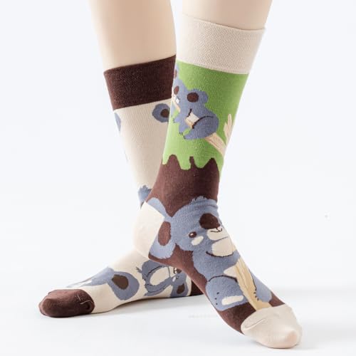 Image of 2 Pairs Cartoon Animal Crew Socks Fun Cotton Mid Calf Socks for Women