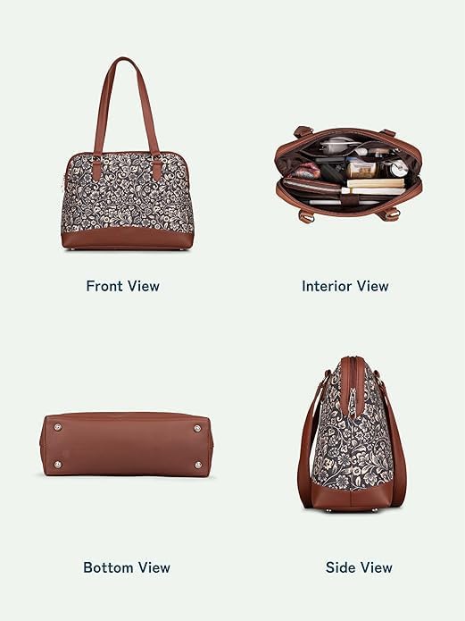 Women’s Jute & Vegan Leather Tote Bag – Handcrafted Work Shoulder Bag with Double Handles, Spacious Carryall for Office, Daily Use & Travel