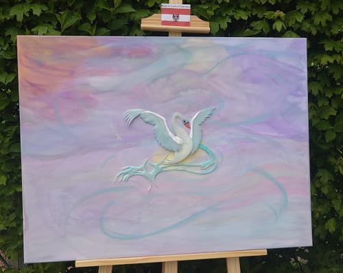 Oeuvre d'art cygne enchanté 3D tableau peint à la main édition limitée