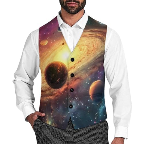 Universe Planet Mens Slim Fit Suit Vest Dress Waistcoat Casual Business Vest