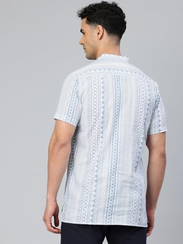 Image of Majestic Man Men Slim Fit Ethnic Motifs Cotton Printed Half Sleeve Short Kurta
