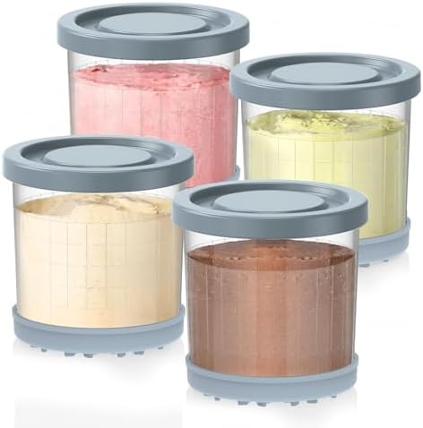 for Ninja Creami Pints and Lids-4 Pack, 16OZ Container Compatible...