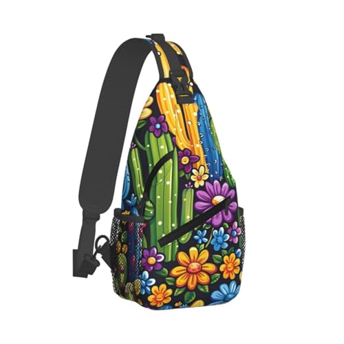 Mochila tipo bandolera unisex con diseño cactus caricatura miniatura 2