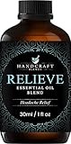 Handcraft Relieve Essential Oil Blend 1 Fl Oz – Essential Oils for Diffusers for Home – Headache Relief Essential Oil for Men & Women, with Peppermint, Lavender and Frankincense Aromatherapy Oils