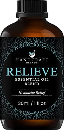 Handcraft Relieve Essential Oil Blend 1 Fl Oz – Essential Oils for Diffusers for Home – Headache Relief Essential Oil for Men & Women, with Peppermint, Lavender and Frankincense Aromatherapy Oils