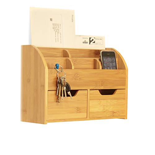 Woodquail Bambus Wandablage Briefhalter Wandboard Briefablage, Tisch-und Wandorganizer, aus Natürlichem Bambus Cover