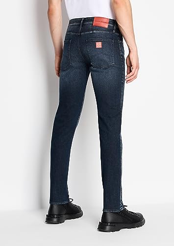 Armani Exchange Men's J14 Skinny Stertch Cotton Twill, Indigo Denim4