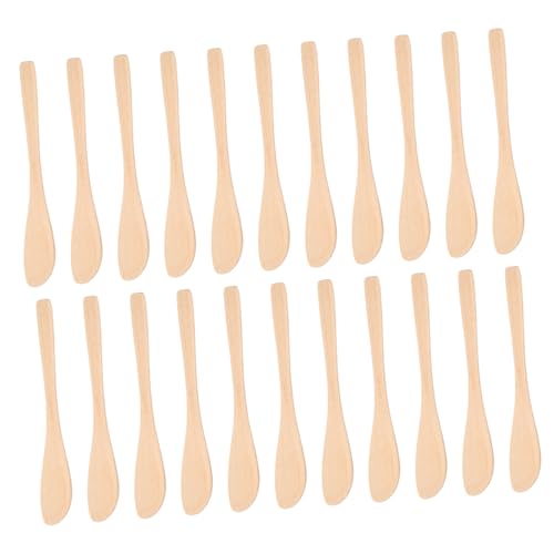 BESTONZON 20PCS Wood Cheese Spreader, Wooden Cheese Spreaders Jam Spreader Bulk Spreading Spoons, Jam Spreader Mini Wooden Wood Butter Spreaders, Dessert Buttercream Jam Spreader Dumpling Spoon