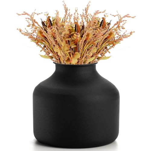 Image of Goaste Metal Matte Flower Vase, Small Black Vases for Flower, 6.5 Inch Tall Iron Frosted Flower Arranging Vase for Table Centerpiece, Home, Shelf, Office, Garden Decor, Black