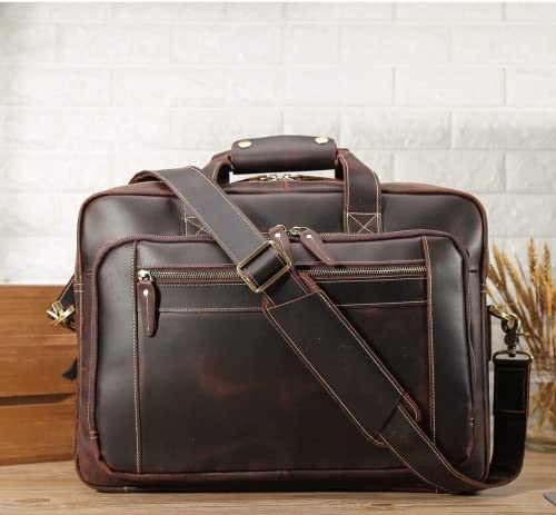 Vintage Full Grain Leather Briefcase for Men Fits 17" Laptop Business Travel Messenger Crossbody Shoulder Bags2