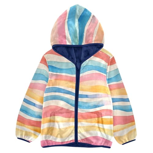 Wavy Print Girls Fleece Jacket Girls Fall Jacket Girls Zip Up Hoodie Girls Sherpa Jacket 2-10T