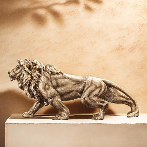 Estatua de León de Resina 14 Pulgadas Dorada miniatura 2